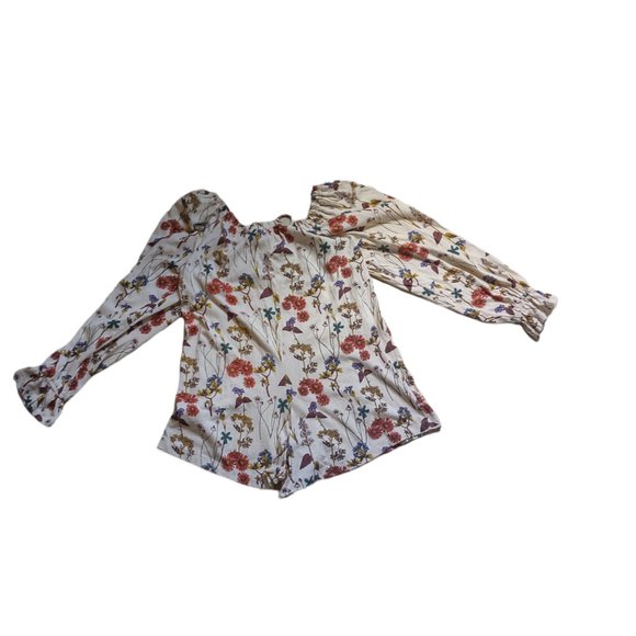 Anthropologie Puff Sleeved Boho Floral Romper Cream Fall Florals M NWT - Picture 5 of 16